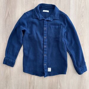 Zara Boys Navy Blue Long Sleeve Button Up Shirt, Size 11-12